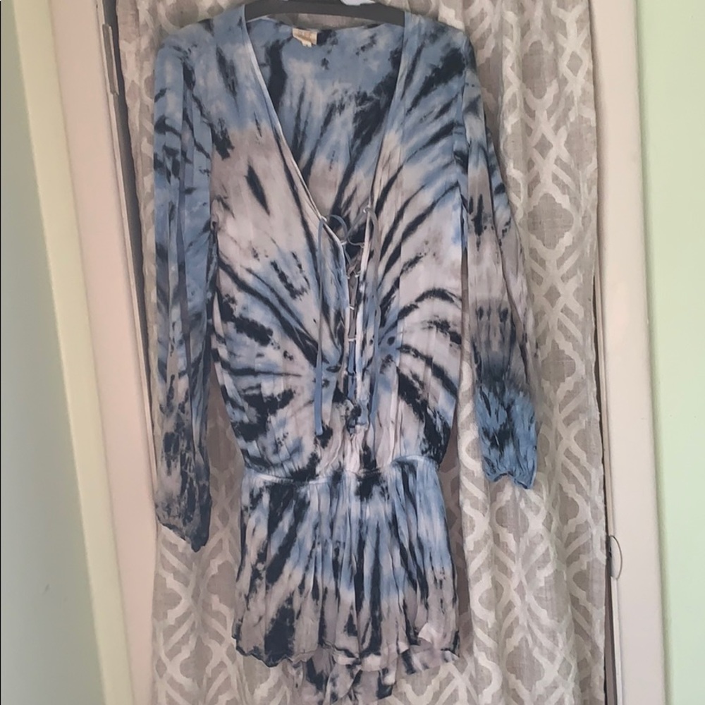 Surf Gypsy tide dye romper beach cover up EUC